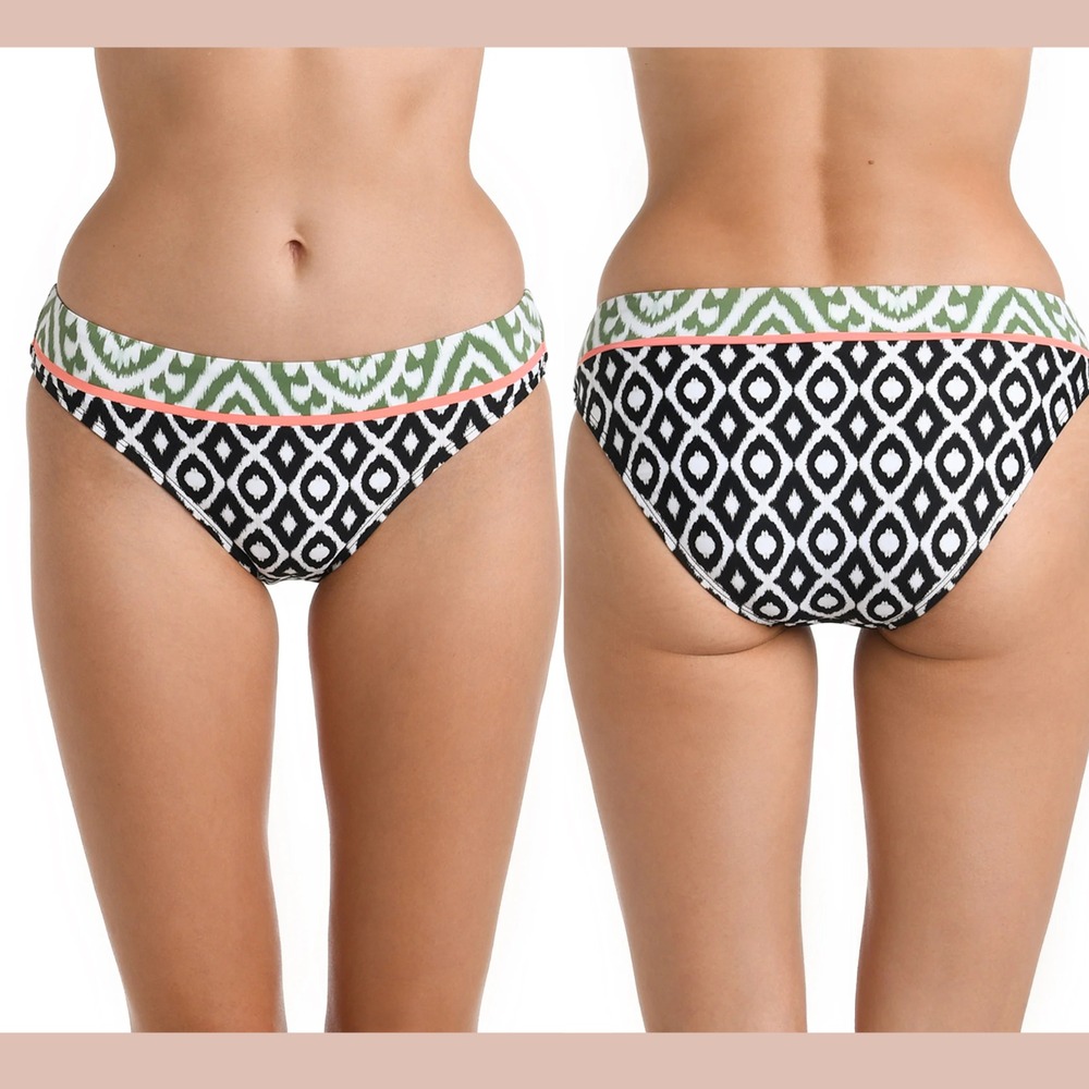 NWT $67 La Blanca [ 10 US ] Desert Dunes Banded Hipster Bottom Black White U1496